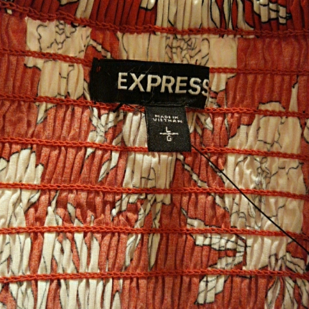 Express Women's Large Red Floral Crop Halter Top - Picture 7 of 8